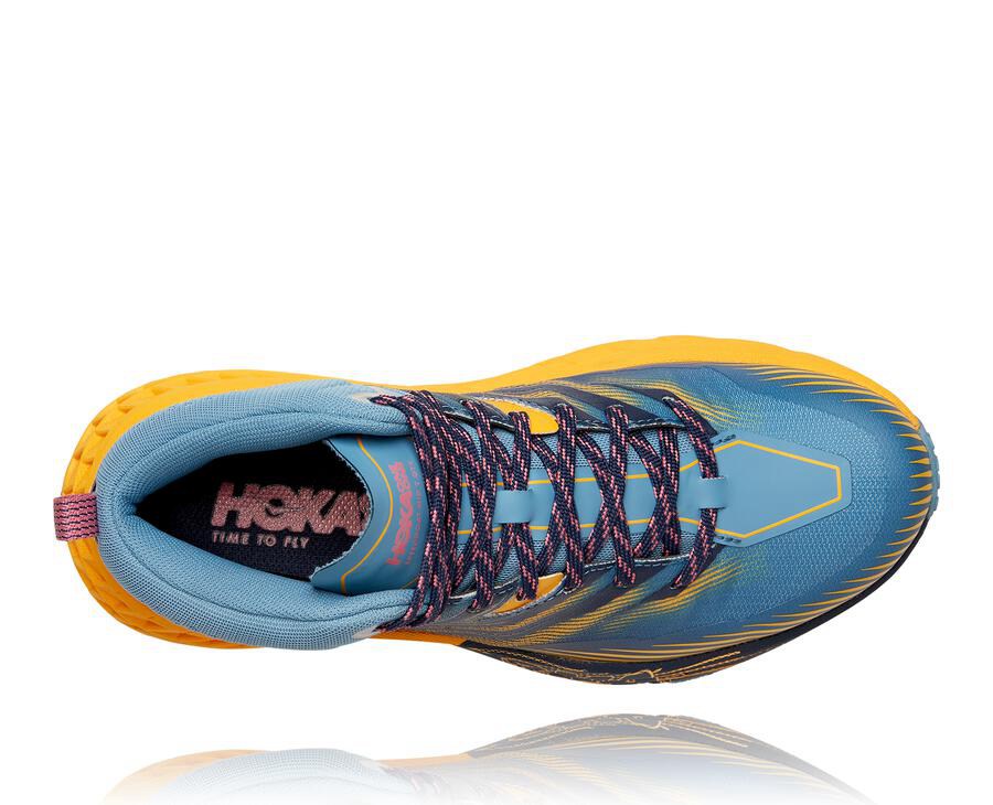 Hoka One One Womens Trail Shoes - Speedgoat Mid GORE-TEX 2 - Blue - ESIA17286